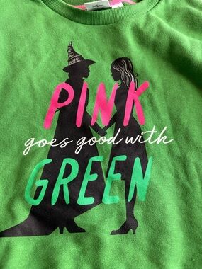 Green women’s large cropped Sweatshirt "PINK goes good with GREEN"